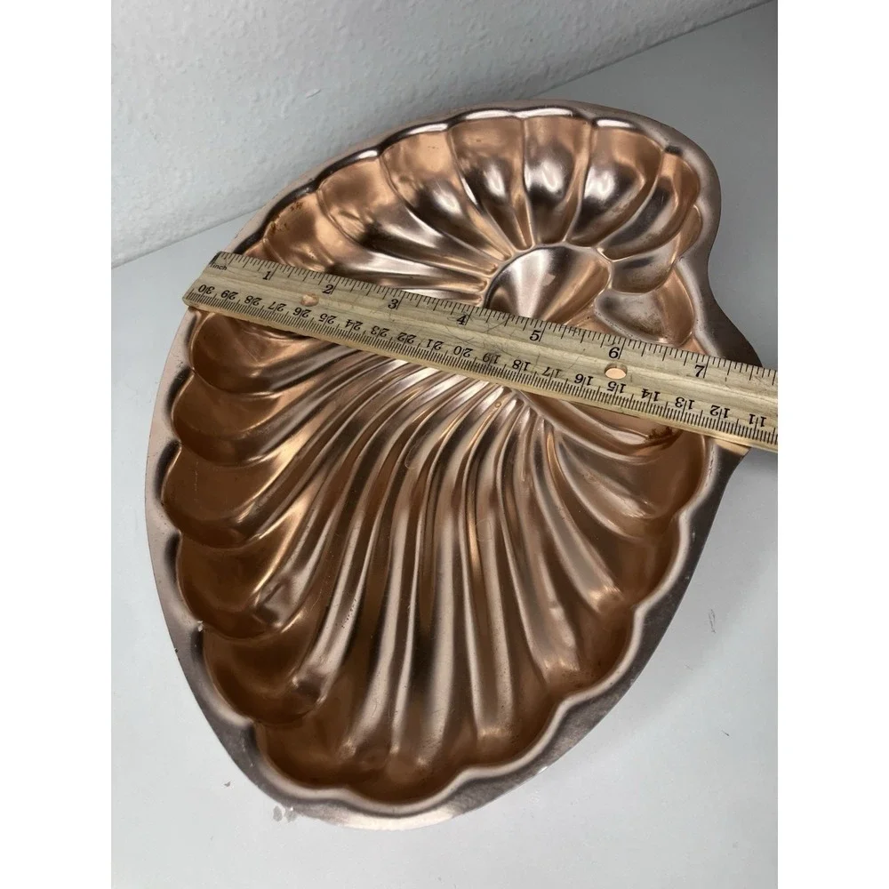 Vintage Sea Shell Copper Jello Mold Cake Pan Kitchen Wall Hanging Decor 6 cups